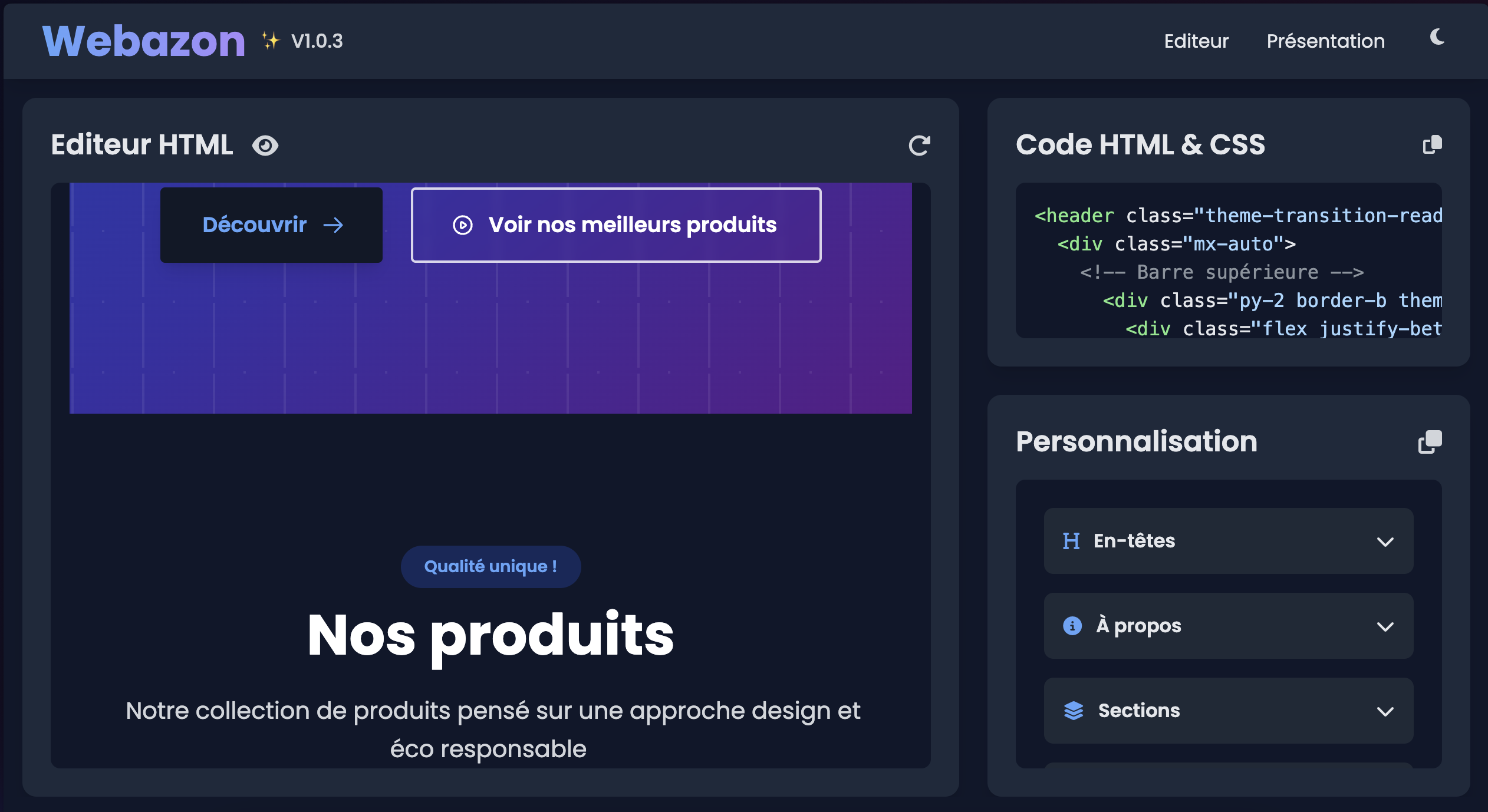 Interface Webazon